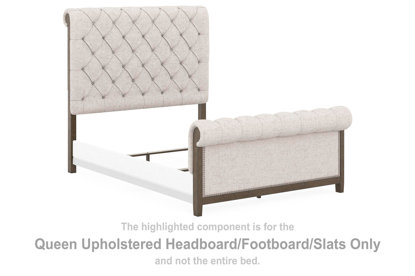 Hillcott Queen Upholstered Headboard/Footboard/Roll Slats