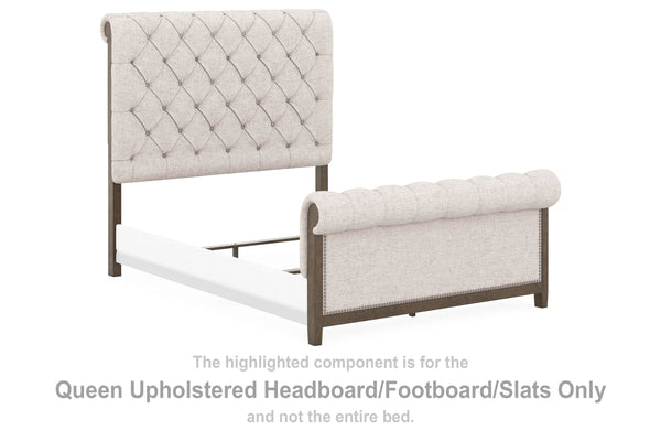 Hillcott Queen Upholstered Headboard/Footboard/Roll Slats